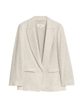 Linen Blend Relaxed Single Breasted Blazer