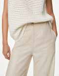 Linen Blend Wide Leg Trousers