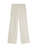 Linen Blend Wide Leg Trousers