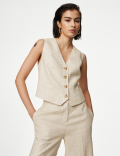 Linen Blend Tailored Waistcoat