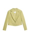 Linen Blend Revere Collar Cropped Blazer