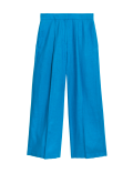Linen Rich Wide Leg Cropped Trousers