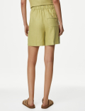 Linen Rich High Waisted Pleat Front Shorts