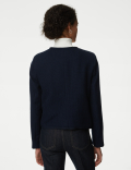 Pure Cotton Tweed Collarless Short Jacket