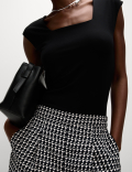Printed Elasticated Waist Wide Leg Trousers