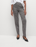 Twill Checked Straight Leg Trousers