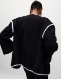 Textured Detachable Scarf Wrap Coat