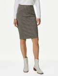 Jersey Checked Midi Pencil Skirt