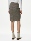 Jersey Checked Midi Pencil Skirt