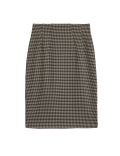 Jersey Checked Midi Pencil Skirt