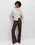 Slim Side Zip Flared Trousers