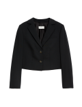 Wool Blend Tailored Cropped Blazer