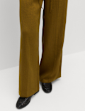 Relaxed Wide Leg Trousers With Linen