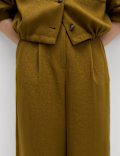 Relaxed Wide Leg Trousers With Linen