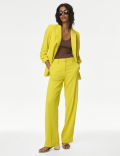 Crepe Tailored Straight Leg Trousers