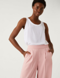 Satin Twill Wide Leg Trousers