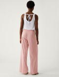 Satin Twill Wide Leg Trousers