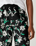 Crepe Floral Wide Leg Trousers