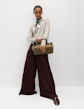 Satin Crinkle Palazzo Trousers