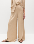 Satin Crinkle Palazzo Trousers
