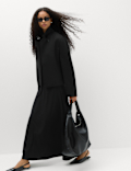 Collarless Short Button Through Jacket with Wool