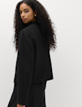 Collarless Short Button Through Jacket with Wool