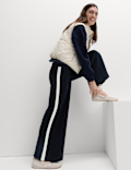 Pique Side Stripe Wide Leg Trousers