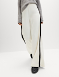 Pique Side Stripe Wide Leg Trousers