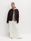 Pique Side Stripe Wide Leg Trousers