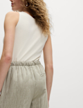 Linen Blend Twill Palazzo Trousers