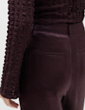 Satin Pleated Straight Leg Trousers