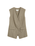 V-Neck Button Through Longline Waistcoat