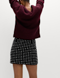 Tweed Embellished Mini A-Line Skirt