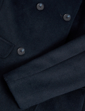 Wool Blend Collarless Longline Coat
