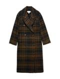 Checked Double Breasted Longline Coat