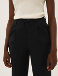 Pleat Front Tapered Ankle Grazer Trousers