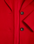 Single Breasted Longline Tailored Coat with Wool