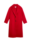 Single Breasted Longline Tailored Coat with Wool