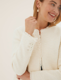Tweed Collarless Short Jacket