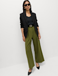 Triple Pleat Wide Leg Trousers