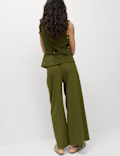 Triple Pleat Wide Leg Trousers