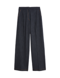 Cotton Blend Denim Look Wide Leg Trouser