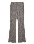 Jersey Checked Flared Trousers