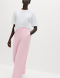 Crepe Elasticated Waist Wide Leg Trousers