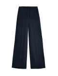 Crepe Elasticated Waist Wide Leg Trousers