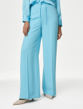 Crepe Elasticated Waist Wide Leg Trousers