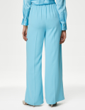 Crepe Elasticated Waist Wide Leg Trousers