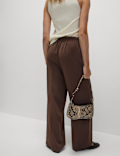 Crepe Elasticated Waist Wide Leg Trousers