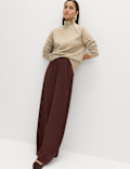 Crepe Elasticated Waist Wide Leg Trousers
