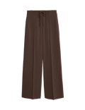 Crepe Elasticated Waist Wide Leg Trousers